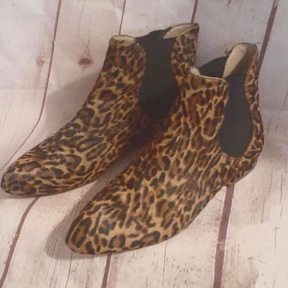 Enzo Angiolini "Meezzy" Leopard Calf Hair Ankle Chelsea BootsSize-7.5M/37.5MSR - Picture 1 of 6
